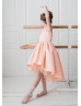 Peach Satin Tulle High Low Flower Girl Dress